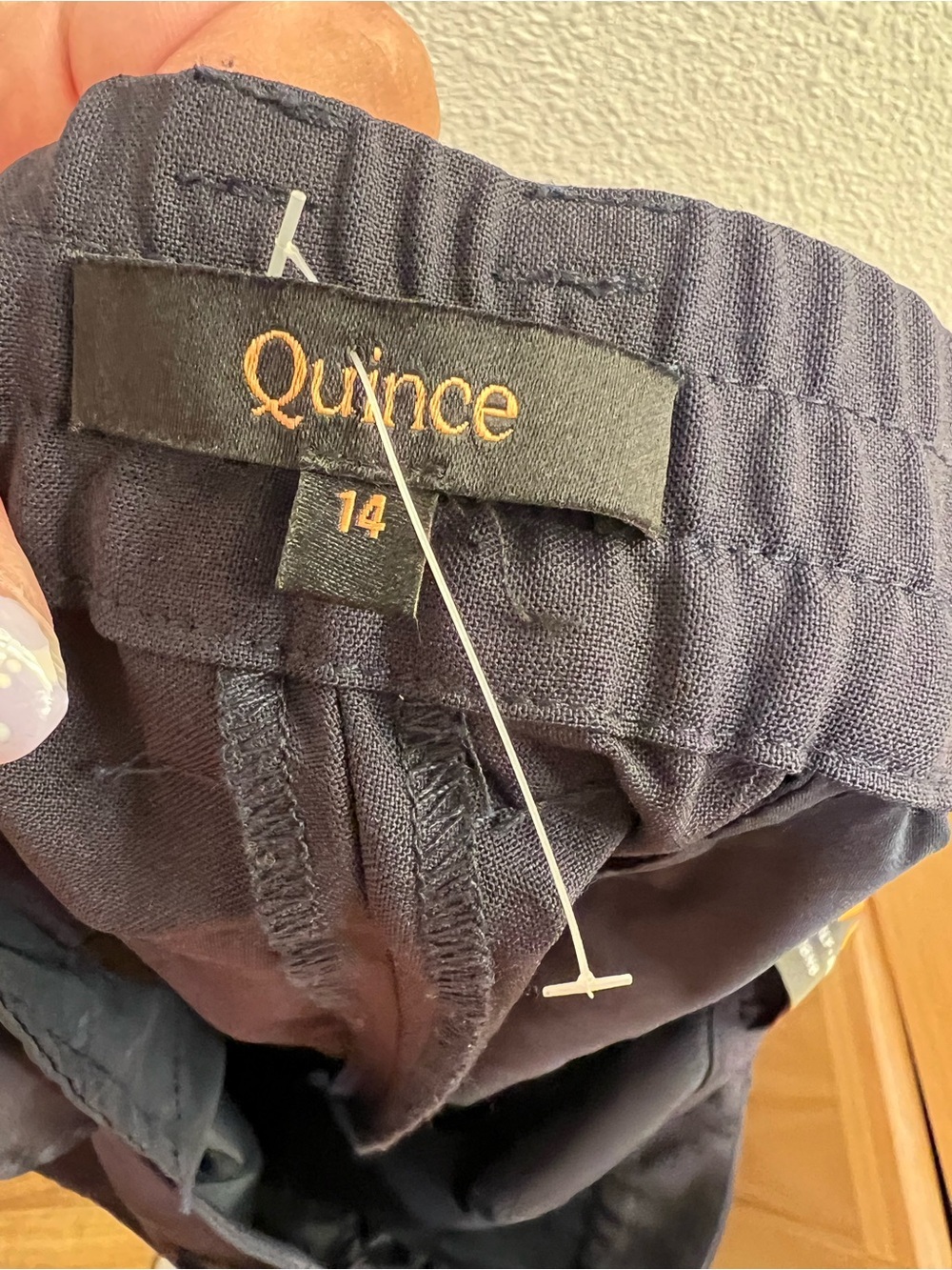 QUINCE navy blue 3D Italian Tellegno light stretch wool straight leg pants - Picture 3 of 4
